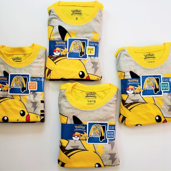 Pokemon Boys size 6/7 Flannel Pajamas 2-Piece Set Pikachu New - Picture 2 of 3
